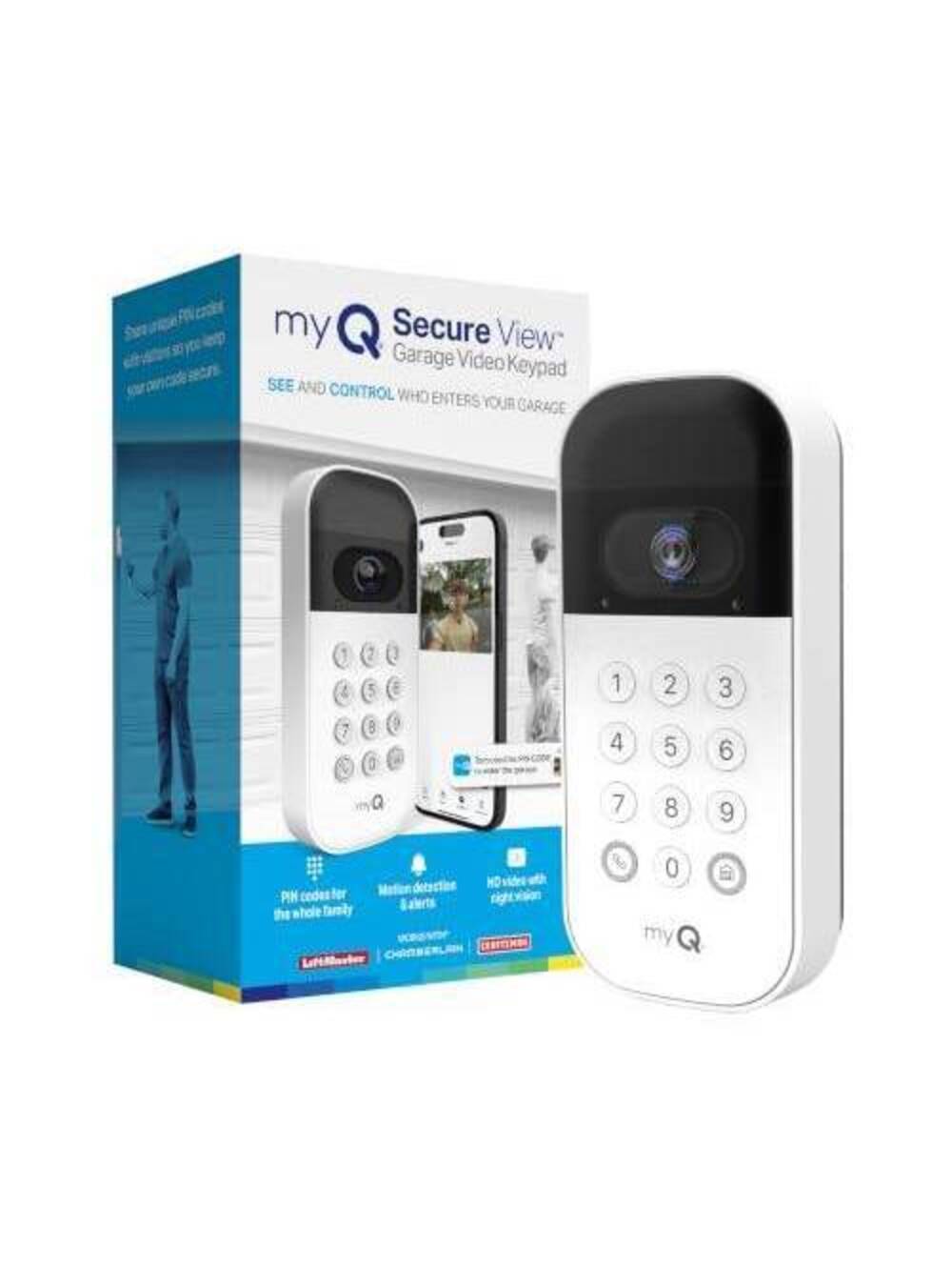Smart Garage Door Video Keypad with Wide-Angle Camera and PIN Codes